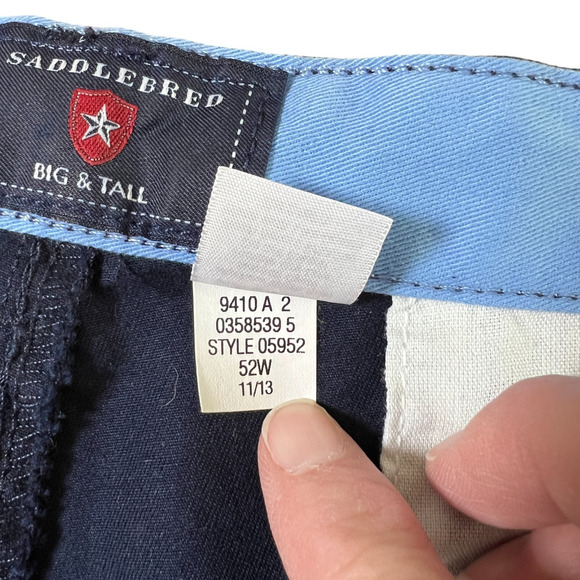 Saddlebred Mens 10" Pleated Chino Shorts Size 52 Harbor Navy Cell Pocket NWT - Picture 6 of 8